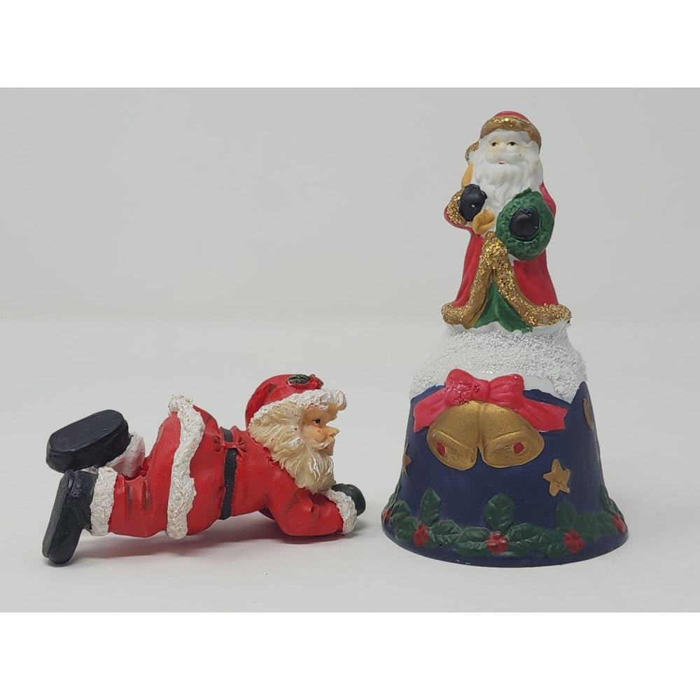 1Santa Ceramic Bell With Gold Glitter‎ 1Resin Santa Christmas Decorations